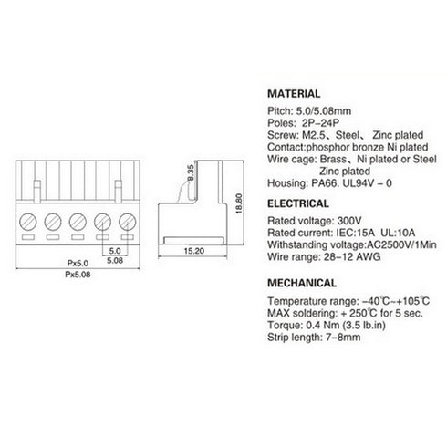20 Set 2-Pin PCB Screw Terminal Block - 5.08mm Pitch Male Female...