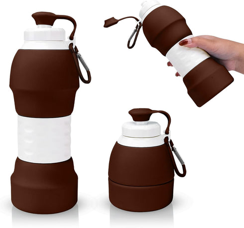 Collapsible Water Bottle, Upgrade Leakproof Foldable BPA Free Silicone Reusable Sports Bottle, Portable Refillable Bottles with Carabiner, Ideal f...