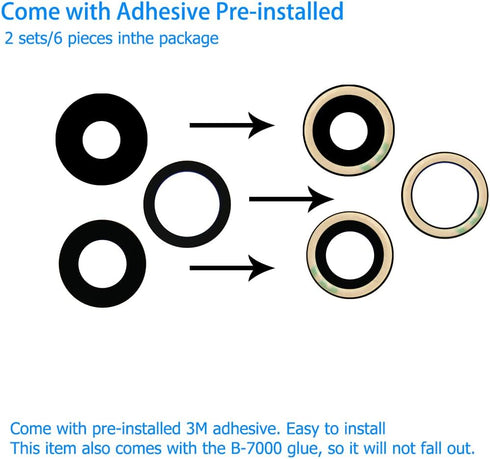 Rear Back Camera Lens Glass Replacement for iPhone 13 Pro & 13 Pro Max All Carriers Pre-Installed Adhesive with Installation Manual and Repair Too...