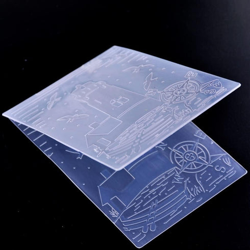 Set of 4pcs Lighthouse Seagull Compass Leaves Background Plastic Embossing Folders for Card Making Scrapbooking and Other Paper Crafts 4031309...