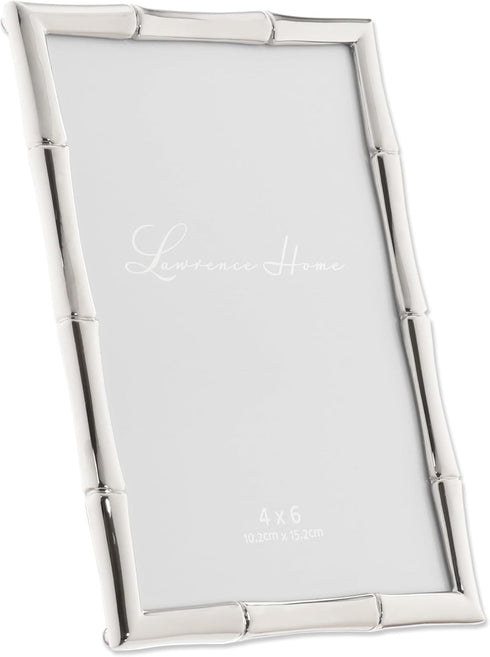Lawrence 710146 Silver Metal Bamboo 4x6 Picture Frame...