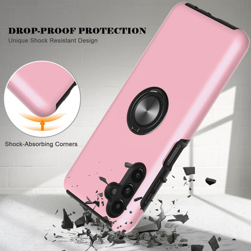 for Samsung Galaxy A13 5G Phone Case with Soft TPU Screen Protector, Ring Holder Kickstand Dual Layer Protective Slim Hard Shockproof Stand Non-Sl...