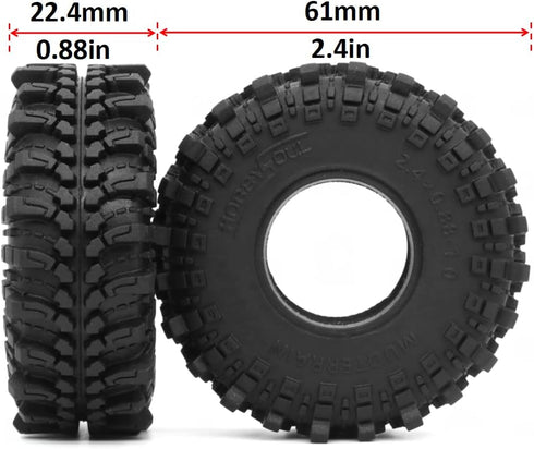 HOBBYSOUL 1.0 Mud Tires 61 * 22.4mm Super Soft Sticky 1.0 Crawler Tires for RC 1/18 TRX4M 1/24 AX24 SCX24 FCX24 Upgrade...