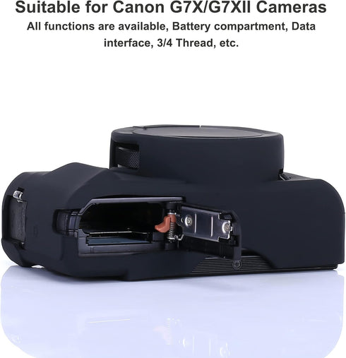 Case for G7X Mark II G7X Removable Lens Cover, Silicone Cover Rubber Soft Camera Case for Canon PowerShot G7X II G7X (Glamour Black)...