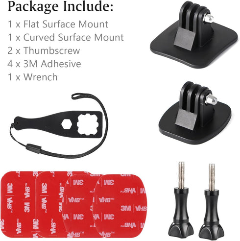 HSU Adhesive Mounts Helmet Adhesive Sticky Mounts Flat & Curved 3M Mount for All GoPro Cameras and Other Action Cameras...