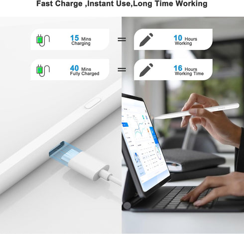 Huge 230mAh 16Hours Stylus Pen for iPad Apple Pencil 1st 2nd Generation,BENWIS Max 3X Fast Charge Apple Pencil Work for 2018-2023 iPad 6/7/8/9/10,...