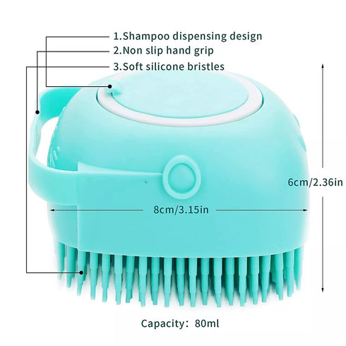 BEAUTY PCKT 2 IN 1 CAT AND DOG BATH MASSAGE BRUSH (pink, soft colors)...