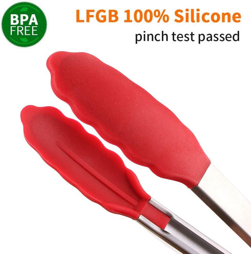 Webake Kitchen Tongs Set of 2 Silicone Tongs in Pinch Test Grade, 12 Inch Salad Tongs Cooking Tongs with Silicone Tips IP Accessories, Metal Tongs...