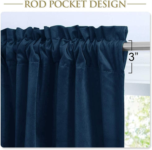 StangH Navy Blue Valances Curtains - Luxury Velvet Txture Tier Curtains Rod Pocket Top Home Fashion Short Curtains for Bedroom Gallery Office Wind...