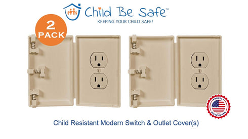 Baby Toddler Pet Resistant Electrical Safety Cover Guard for Home and Business, Made in USA, Traditional Outlet (2 Count, Ivory)...