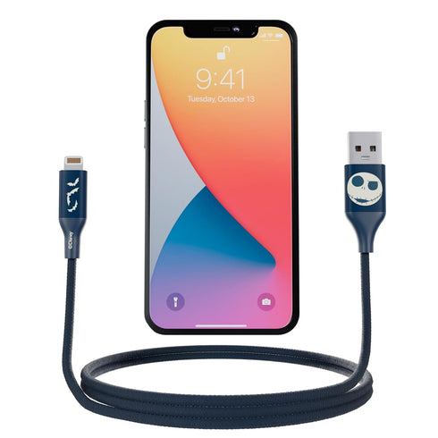 Disney The Nightmare Before Christmas 6FT Replacement iPhone Charger – Jack Skellington MFI Certified Braided USB Charging Cable High Speed Data S...