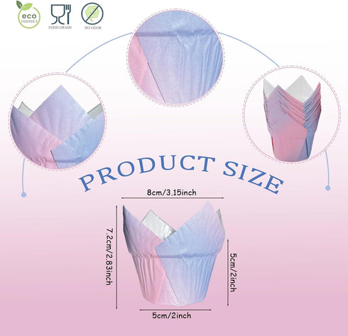 100Pcs Greaseproof Paper Muffin Liners?Tulip Cupcake Liners?Baking Liners?Premium Baking Cups Cupcake Wrappers for party,Weddings, Birthdays(Fanta...