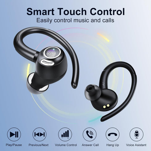Headphones Wireless Earbuds Sport, Bluetooth 5.3 Over Ear Buds Stereo Deep Bass Headset with Earhooks, 48H Wireless Earphones with HD Mic, IP7 Wat...