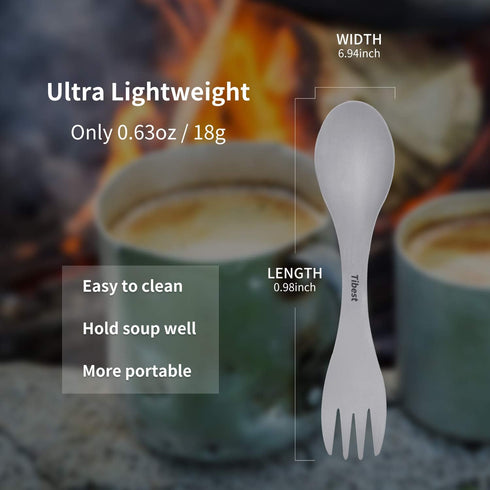 2 in 1 Titanium Spoon and Fork Combo Backpacking Utensils Lightweight Eco-Friendly Spork for Camping Backpacking Hiking Travel etc (2 Pack)...