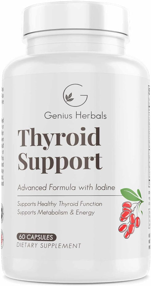 Thyroid Support - Advanced Formula with Iodine, Supports Metabolism & Energy, Supports Healthy Thyroid. Non-GMO Thyroid Supplement - 60 Capsules...