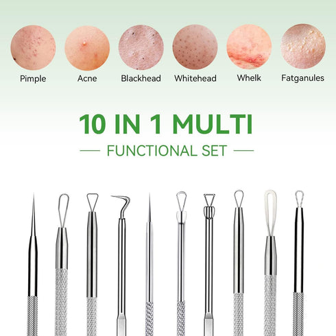 Pimple Popper Tool Kit,Blackhead Remover Tool 5 Pcs Blackhead Extractor Tool for Face Comedone Zit Acne Whitehead Blemish, Stainless Steel Extract...