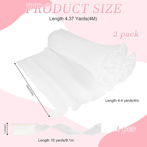 2Pack Bouquet Wrapping Paper with Pearl Florist, Pearl Edge Flower Wrapping Mesh Paper with 10 Yards Satin Ribbon for Florist Supplies Mother's Da...