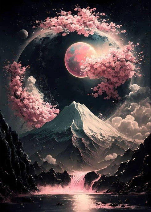 1tonine Japanese Landscape Diamond Painting Kits for Adults-5D DIY Full Drill Round Diamond Art Kits for Wall Decor-Fantasy Scenery Diamond Dots P...
