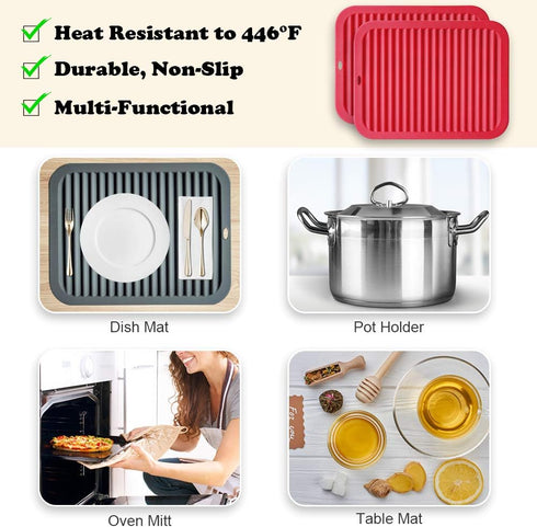 Walfos Silicone Trivets for Hot Pots and Pans - Heat Resistant Hot Pads for Kitchen Counter- Multi-Purpose & Versatile Trivet Mat - Long-Lasting &...