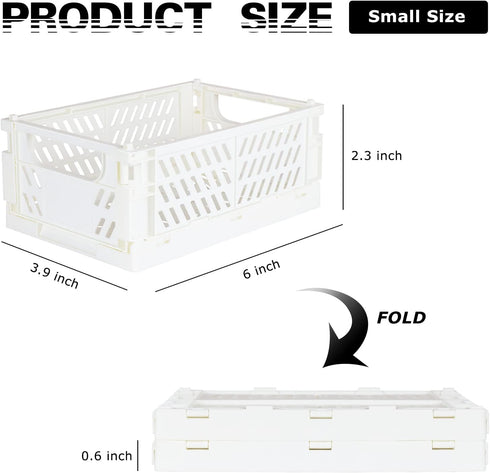 2-Pack Mini Foldable Plastic Baskets for Organizing and Storage, Collapsible Storage Crate for Home Kitchen Bedroom Bathroom Office (5.9x3.8x2.2, ...
