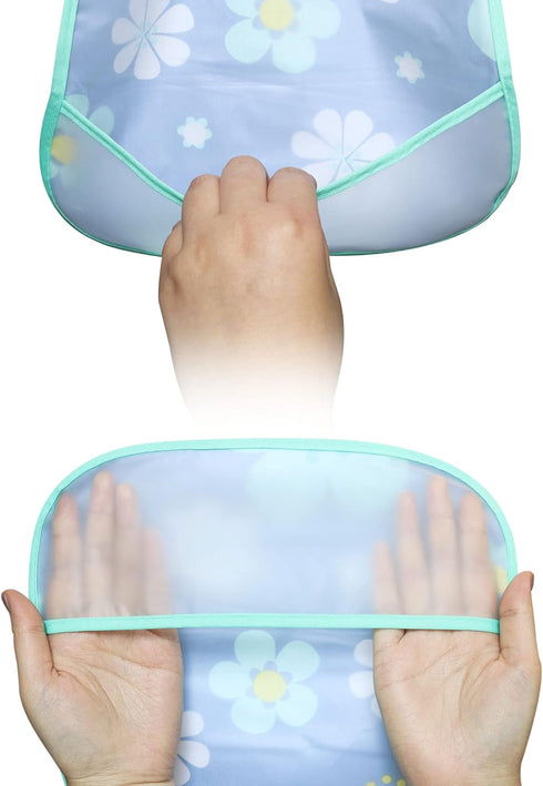 Waterproof Baby Bib Infant with Snaps Fits Baby & Toddler 6-24 Months - 4pcs (Floral Bunny Fish)...