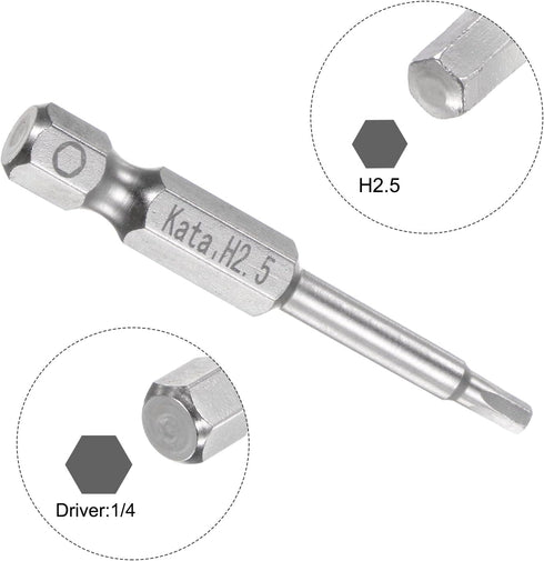 H2.5 Hex Screwdriver Bit 1/4" Hex Shank 2" Length Magnetic Screw Driver Power Tool...