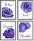 heshengzaixian Purple Flower Bathroom Wall Art Print,Mauve Rose Floral Relax Soak Unwind Breathe Quotes Bathroom Set,Modern Boho Minimalist Decor ...