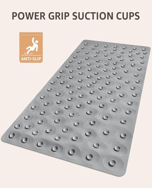 Bligli Non Slip Bathtub Mat, 16x31.5 Inch Standard Non-Slip Bathmats with Strong Suction Cups, Soft Rubber Anti-Slip Bathroom Floor Mat, Machine W...