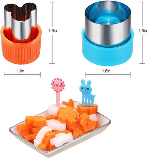 Vegetable Cutter Shapes Set, 24pcs, Mini Cookie Cutters Set Fruit Cookie Pastry Stamps Mold with 30pcs Food Picks and Forks -for Kids Baking and F...