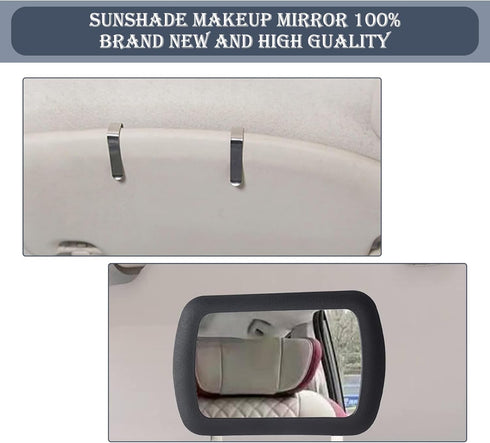 1 PC Car Visor Makeup Mirror with Clip, 6.65In x 4.33In Portable Durable Glass ABS Vehicle Sun-Shading Mirror, Universal Waterproof Automotive Rea...