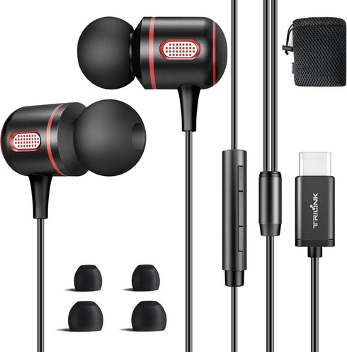 USB C Headphones, USB Type-C Wired Earphones in-Ear Earbuds Headset with Mic and Volume Control Compatible with iPhone 15 Pro Max Plus, iPad Pro, ...