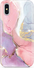 JIAXIUFEN Compatible iPhone X iPhone Xs Case Gold Sparkle Glitter Marble Slim Shockproof Flexible TPU Soft Case Silicone Cover Phone Case Pink Pur...