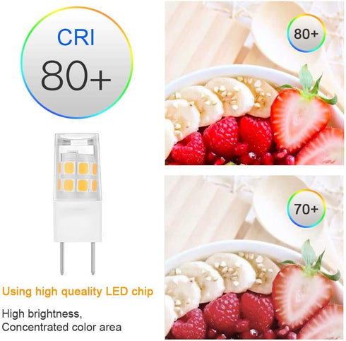 5 Pack-T4 JCD Bi-Pin G8 2Watt LED Light Bulbs Warm White JCD Type T4 G8 Under Cabinet Puck Lamp 120 Volt Undercabinet Microwave Oven Stove Top Kit...