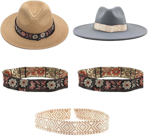 CHGCRAFT 3Styles Cowboy Western Hat Band Hat Bands for Cowboy Cowgirl Hats Accessories Fedora Hat Decoration, Suitable for 58-60cm Hat...