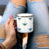 Celestial Bee Pattern Enamel Camping Coffee Mug, Honeycomb Moon Stars Gift Cup for Friend Coworker Women (12oz)...