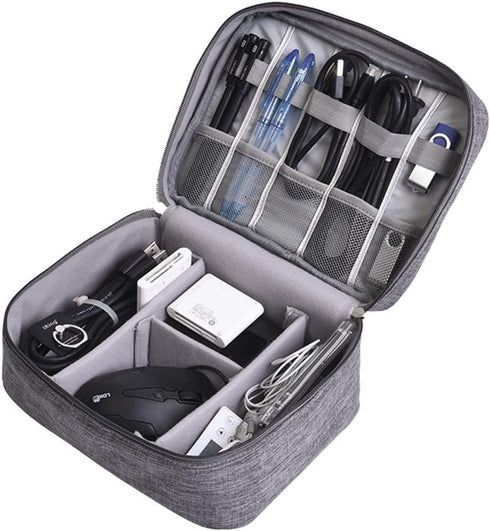 Cable Organizer, Water-repellent Charger Organizer Travel Case, Electronic Accessory Bag with Removable Dividers (Grey)...