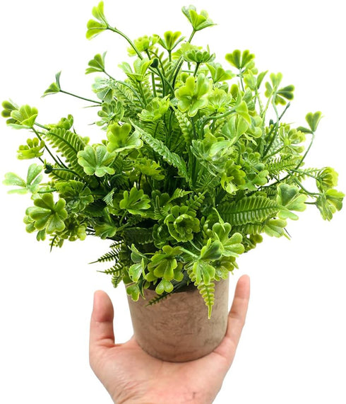 Fake Four Leaf Clover Plants for Bathroom Home Office Desk Decor, Small Artificial Faux Greenery for Farmhouse Decorations (1)...