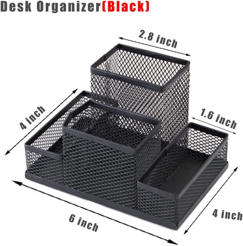 Desk Organizer Desktop Mesh Pen Pencil Holder Caddy with 4 Compartments, Office Home School Classroom Accessories Cool Supplies...