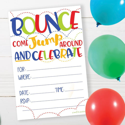 Bounce House or Jumping Party Invitations (20 Count) With Envelopes...