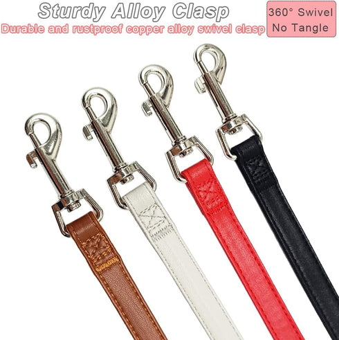 MayPaw Leather Dog Leash 6FT, Soft and Strong 5/8 Inch Dog Leather Leash with Extra D-Ring for Waste Bags and Sturdy Clip, Dog Training Lead for M...