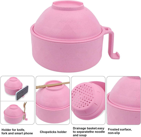 Ramen Cooker, Microwave Ramen Bowl Set with Chopsticks Spoon Ramen Noodle Bowl Instant Cooking for College Dorm Room Essentials, Dishwasher-Safe, ...