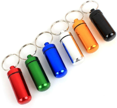 Onwon Waterproof Aluminum Pill Box Case Bottle Cache Drug Holder Keychain Container 6 Pcs,6 Color...