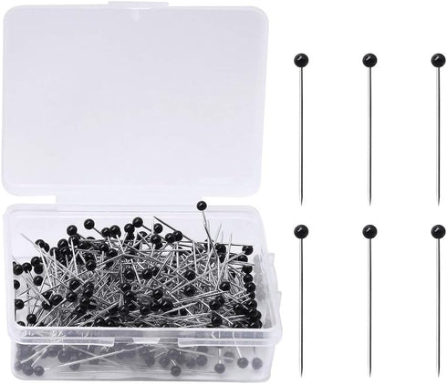 250 Pieces Sewing Pins Ball Glass Head Pins Straight Quilting Pins for Dressmaker Jewelry Decoration, Black...