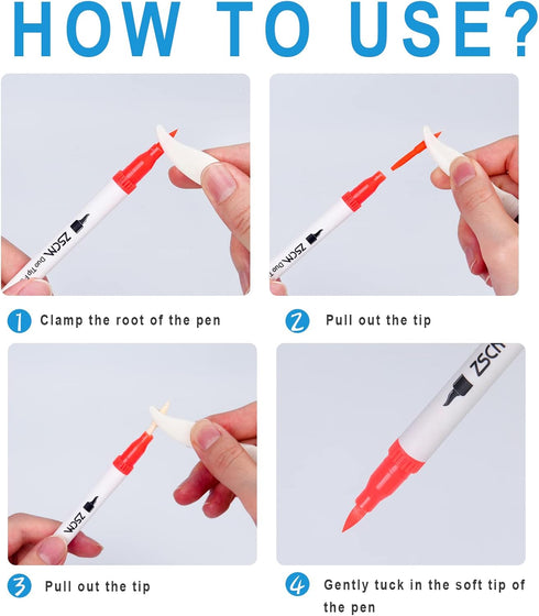 ZSCM Duo Tip Brush Markers Replacement Nib Tips, Include 10 Brush Tips, 10 Fineliner Tips...