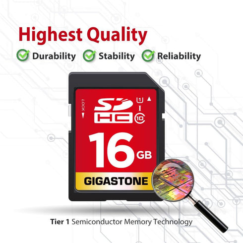 Gigastone 16GB SDHC Memory Card, 2 Pack Premium Series, Transfer Speed Up to 80MB/s for Photos, Videos, Music, Files, Camcorder, Camera, PC, Class...