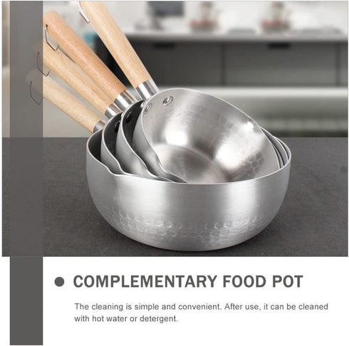 Hemoton Nonstick Saucepan Stainless Steel Yukihira Pan Small Sauce Pot Traditional Japanese Saucepan with Wooden Handle for Ramen Tempura Milk 20c...