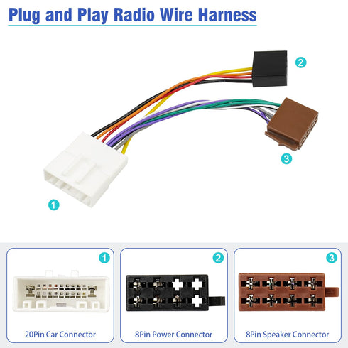 Stereo Wiring Harness for Nissan ISO Radio Adapter to 20Pin Connector Compatible with Altima Sentra Frontier Versa Xterra Murano Leaf Subaru Fores...