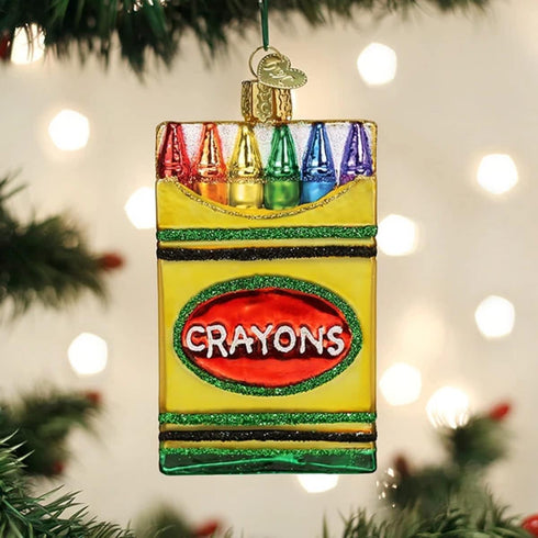 Old World Christmas Box of Crayons Blown Glass 2020 Unique Christmas Ornaments for Christmas Tree Decorations...