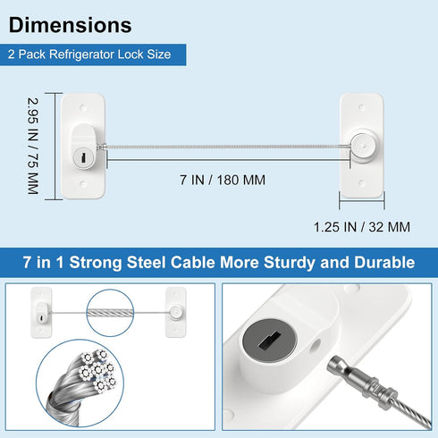 Refrigerator Lock AOSITE 4 Pack Mini Fridge Locks for Kids No Drill Cabinet Lock with Keys Cupboard Lock Child Safety Locks for Cabinets Drawer Lo...