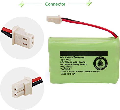 GEILIENERGY BT188645/BT288645 3.6V 900mAh Ni-MH Battery Pack, Also Compatible with VTech BT207695 VM312 VM3251 VM3252 VM3261 Digital Video Baby Mo...